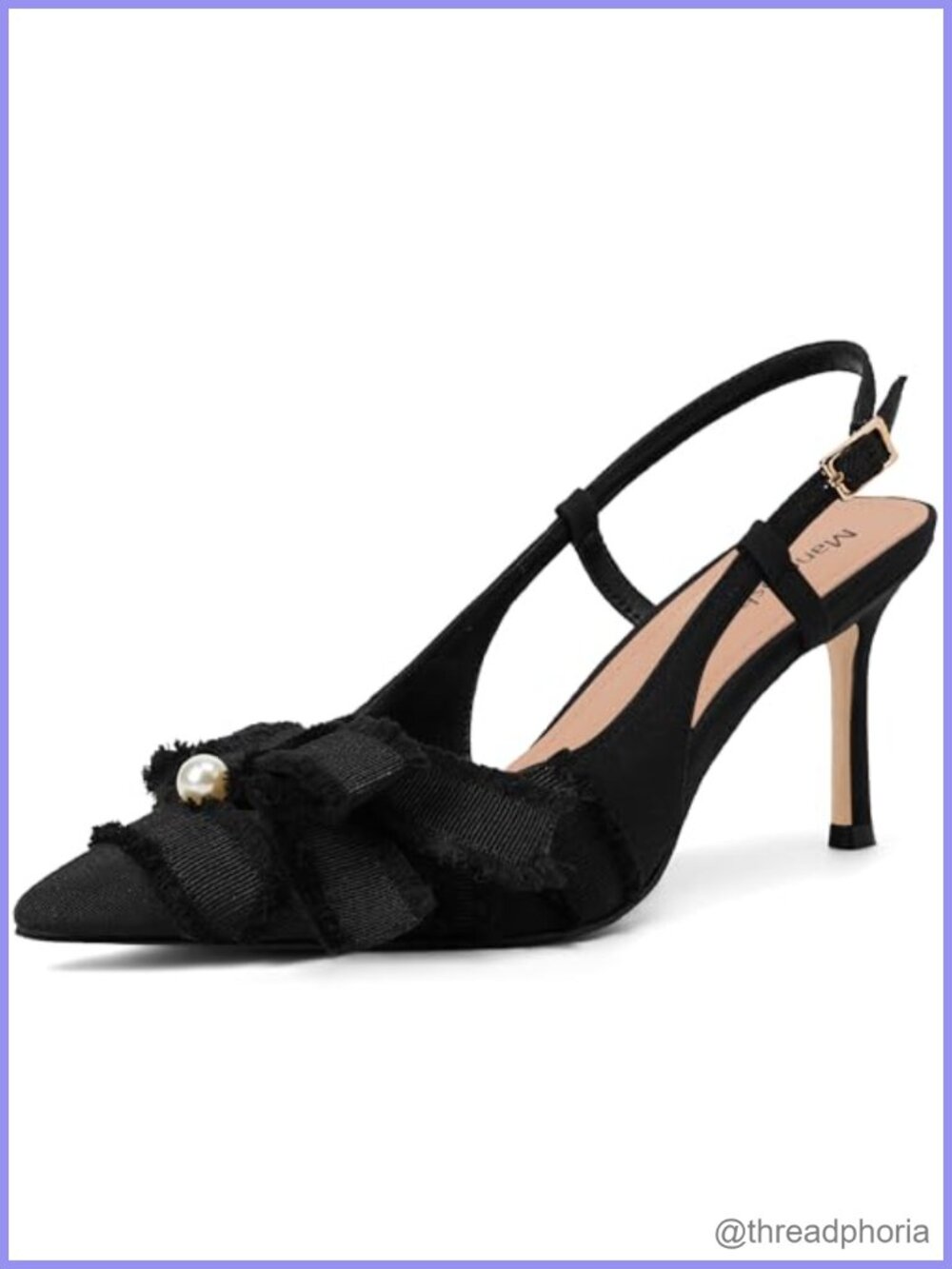 Women's Slingback Pumps Pointed Toe Stiletto Heels with Bow Detail, 3.15 Inch